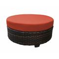 River Brook Round Outdoor Ottoman w/ Cushion Wicker/Rattan in Red kathy ireland Homes & Gardens by TK Classics | 12.8 H x 43.7 W x 43.7 D in | Wayfair