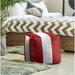 East Urban Home La Bear College 21" Cube Stripes Ottoman Polyester/Fade Resistant/Scratch/Tear Resistant in Red/White | Wayfair