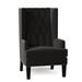 Wingback Chair - Everly Quinn Searle 30" Wide Tufted Wingback Chair Fabric in Black | 48 H x 30 W x 34 D in | Wayfair