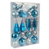 The Holiday Aisle® 27 Piece Ball Ornament Set Plastic in Gray/Blue | 17.44 H x 11.97 W x 3.15 D in | Wayfair E389569B5B45438397B49A9FD475F1A8