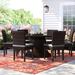 Lark Manor™ Anishia 7 Piece Outdoor Dining Set w/ Cushions Glass in Brown | Wayfair FFDCC3A16693467A880BB31842A14330