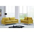 Everly Quinn Dellwood 2 Piece Living Room Set Velvet in Yellow | 33.46 H x 76.77 W x 31.89 D in | Wayfair Living Room Sets