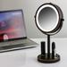 Symple Stuff Abasi Modern & Contemporary Lighted Magnifying Makeup Mirror Metal in Brown | 11.8 H x 7 W x 4.7 D in | Wayfair