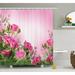 Winston Porter Fuller Spring Time Roses w/ Leaves & Buds w/ Pink Ombre Atmosphere Image Single Shower Curtain Polyester | 69 H x 105 W in | Wayfair