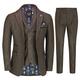 Mens Blue Brown Tweed 3 Piece Suit Retro 1920s Smart Tailored Fit[SUIT-CALVIN-BROWN-50]