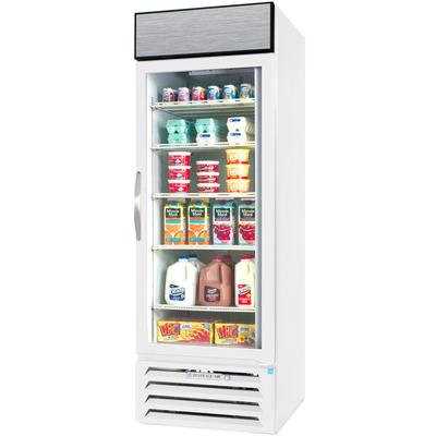 Beverage-Air MMR23HC-1-WS-18-IQ MarketMax 27" White Glass Door Merchandiser with Stainless Steel Interior, Left-Hinged Door, and Electronic Smart Door Lock