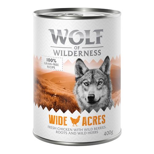 24 x 400g Adult Wide Acres Huhn Wolf of Wilderness Hundefutter nass