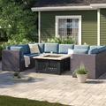Wade Logan® Arbedella 6 Piece Rattan Sectional Seating Group w/ Cushions Synthetic Wicker/All - Weather Wicker/Wicker/Rattan in Brown | Outdoor Furniture | Wayfair