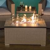 Ebern Designs Shadow 16" H x 32" W Wicker Propane Outdoor Fire Pit Table w/ Lid in Brown | 16 H x 32 W x 20 D in | Wayfair