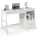 Costway 47.5 Inch Modern Home Computer Desk with 2 Storage Drawers-White
