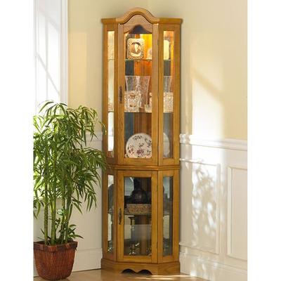 Ambridge Corner Curio Cabinet , Oak