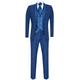 Mens 4 Piece Wedding Suit Groom Vintage Shawl Collar Blue Cravat Tailored Fit 44/38W