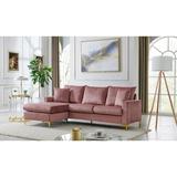 Pink Sectional - Everly Quinn Carignan 88.5" Wide Velvet Reversible Modular Sofa & Chaise Velvet | 30 H x 88.5 W x 59.5 D in | Wayfair