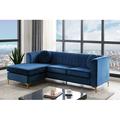 Blue Sectional - Everly Quinn Cargill 88" Wide Velvet Reversible Modular Sofa & Chaise w/ Ottoman Velvet | 30.5 H x 88 W x 60 D in | Wayfair