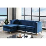 Blue Sectional - Everly Quinn Cargill 88" Wide Velvet Reversible Modular Sofa & Chaise w/ Ottoman Velvet | 30.5 H x 88 W x 60 D in | Wayfair