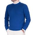 Men's Crew Neck Sweater Pure Cashmere 100% Wool Long Sleeve Pullover with Soft Crew Neck (L, Light Blue)
