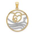 22mm 14ct Two tone Gold Sun Love Heart Pendant Necklaces Pendant and Water In Round Frame Two color Jewelry for Women