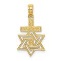 14ct Gold Religious Judaica Star of David and Religious Faith Cross High Polish And Engraved Jewish Measures 20.4mm long Jewelry Gifts for Women