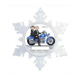 The Holiday Aisle® Personalized Friendly Folks Cartoon Snowflake Motorcycle Lovers, Riders Couple Christmas Holiday Shaped Ornament Plastic | Wayfair