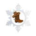 The Holiday Aisle® Personalized Friendly Folks Cartoon Snowflake Cowboy Boots Christmas Holiday Shaped Ornament Plastic in Brown | Wayfair