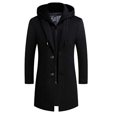 iCKER Mens Trench Coat Winter Wool Blend Jacket Overcoat Long Top Coat ...