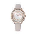 Swarovski Crystalline Aura Uhr, Lederarmband, Grau, Roségold-Legierungsschicht PVD-Finish