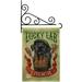 Breeze Decor Lucky Lab Lager 2-Sided Burlap 19 x 13 in. Garden Flag in Black/Green | 18.5 H x 13 W x 0.1 D in | Wayfair