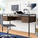 Wade Logan® Wingfield Desk Wood/Glass/Metal in Brown/Gray | 31 H x 56 W x 22 D in | Wayfair E9820CA6392B4164A217DE1DDEC32D93
