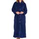 Slenderella Ladies Button Up Dressing Gown Soft Waffle Fleece Ankle Length Bath Robe Medium (Navy)