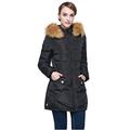 Orolay Women's Winter Down Jacket Hooded Faux Fur Trim Coat Black M