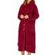 Slenderella Ladies Button Up Dressing Gown Super Soft Waffle Fleece Bath Robe Medium (Raspberry)