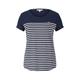 TOM TAILOR DENIM Damen Gestreiftes T-Shirt mit kleiner Stickerei, blau, Streifenmuster, Gr. L