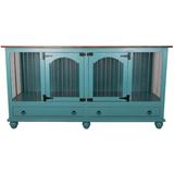 Tucker Murphy Pet™ Stelly Large Double Wide Credenza Pet Crate Wood in Green/Brown | 45 H x 87 W x 31.75 D in | Wayfair