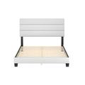 Latitude Run® Carlow Faux Leather Tri-Panel Channel Headboard Platform Bed Frame Upholstered/Faux leather in White/Black | 48.5 H x 56 W in | Wayfair