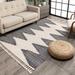 White 94 x 0.3 in Area Rug - Well Woven Loop-De-Loop Zipped Tribal Aztec Geometric Ivory & Navy Blue Kilim-Style Rug Polypropylene | Wayfair