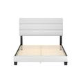 Latitude Run® Carlow Faux Leather Tri-Panel Channel Headboard Platform Bed Frame Upholstered/Faux leather in White | Wayfair