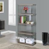 Ebern Designs Bookshelf, Bookcase, Etagere, 5 Tier, 60"H, Office, Bedroom, Tempered Glass Clear Sides Wood/Glass in White | Wayfair