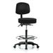 Orren Ellis Gustav Height Adjustable Doctor Stool w/ Foot Ring Upholstered/Metal in Black | 49.25 H x 24 W x 24 D in | Wayfair