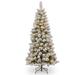 The Holiday Aisle® 7' 6" H Slender Pine Flocked/Frosted Christmas Tree w/ 350 Lights, Metal in Green/White | 90 H x 45 W in | Wayfair SNP1-304-75