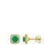 Belk & Co 4/5 Ct. T.w. Emerald And 1/4 Ct. T.w. Diamond Square Halo Stud Earrings In 14K Yellow Gold