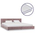 vidaXL Letto con Materasso Memory Foam Rosa in Velluto 160x200 cm