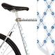 MOOXIBIKE l Delft Light weiß blau Mini Fahrradfolie mit Muster für Rennrad, MTB, Trekkingrad, Fixie, Hollandrad, Citybike, Scooter, Rollator für circa 13 cm Rahmenumfang