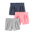 Simple Joys by Carter's Baby-Mädchen 3-Pack Knit Infant-and-Toddler-Shorts, Grau Punkte/Marineblau Streifen/Rosa, 2 Jahre (3er Pack)