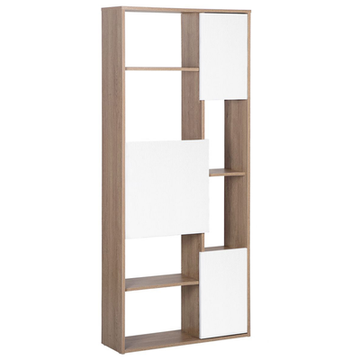 Regal Heller Holzfarbton Weiß Spanplatte Melaminbeschichtung 175 x 75 x 24 cm Modern 6 Fächer 3 Türen Elegant Viel Staur