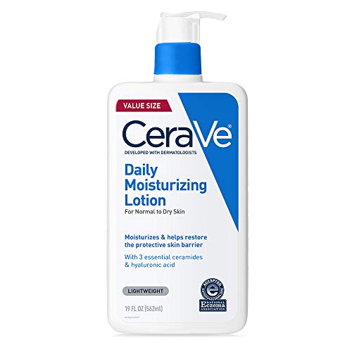CeraVe Daily Moisturizing Lotion for Dry Skin | Body Lotion & Facial Moisturizer with Hyaluronic Acid and Ceramides | Fragrance Free | 19 Ounce, Basic
