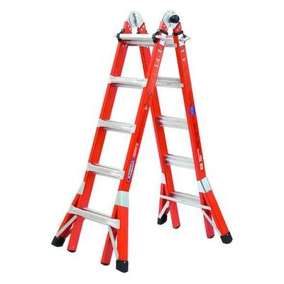 WERNER FMT-22 Multipurpose Ladder, 19 ft, Fiberglass, 300 lb Load Capacity