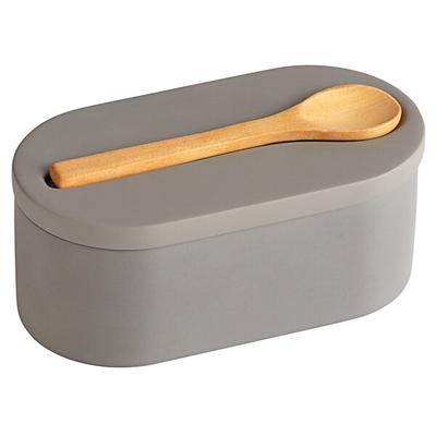 Fox Run 6 5/8" x 2 7/8" x 2 3/8" Cement Salt Cellar with Wood Spoon
