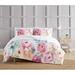 Christian Siriano Spring Flowers Reversible Comforter Set Polyester/Polyfill/Cotton Sateen in Pink/White/Yellow | King Comforter + 2 Shams | Wayfair
