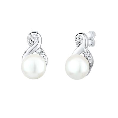 Elli - Infinity Perle Kristalle 925 Silber Ohrringe Damen