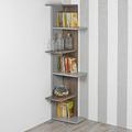 URBNLIVING Wooden Modern Free Standing Display Corner Bookcase (Grey+Oak, 5 Tier)